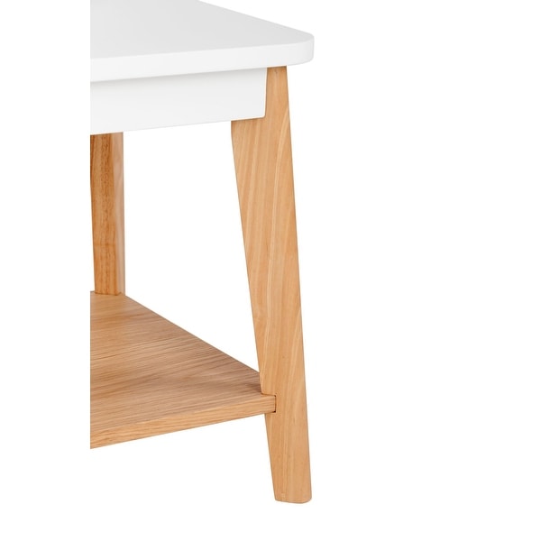 Universal Expert Remus Square Side Table， Modern Oak and White