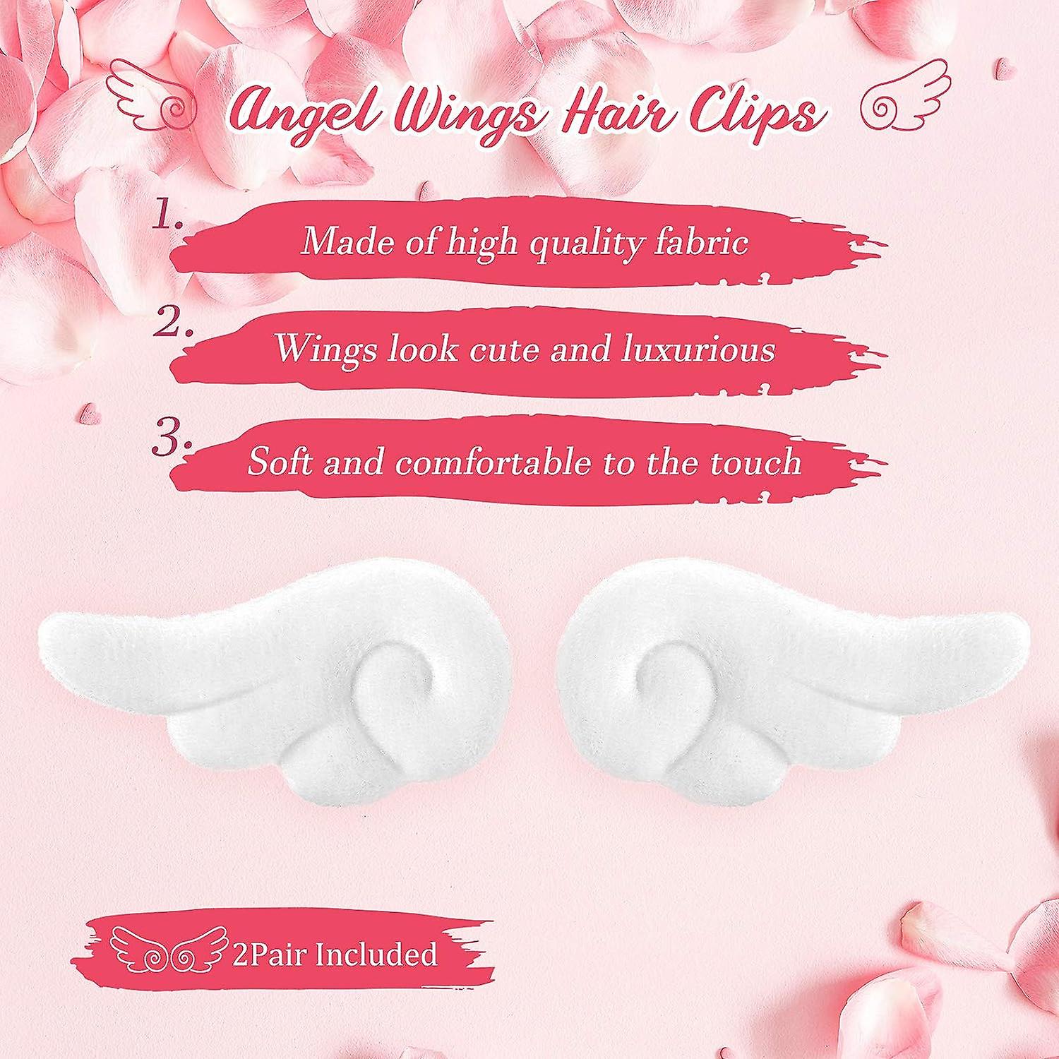 2 Pairs Angel Wings Hair Clips And 12 Pieces Butterfly Lace Hair Clips， Cartoon Hairpins Cute Hair Plush Barrettes And Embroidery Butterfly Hairpins L