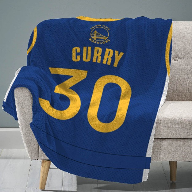 Sleep Squad Golden State Warriors Stephen Curry 60 X 80 Raschel Plush Jersey Blanket