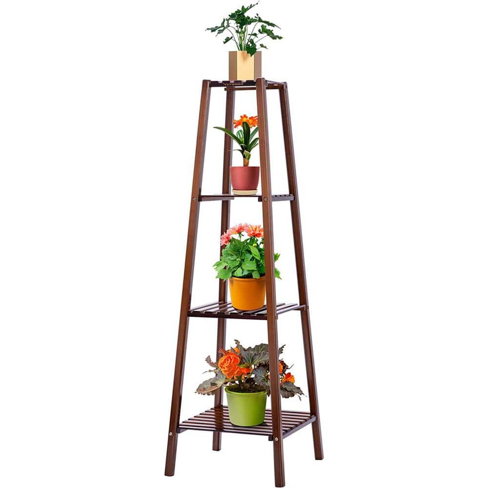 VIVOSUN 47.2in. Tall IndoorOutdoor Bamboo Wood Multifunctional Plant Stand (4-tiered) wal-PS021-4J