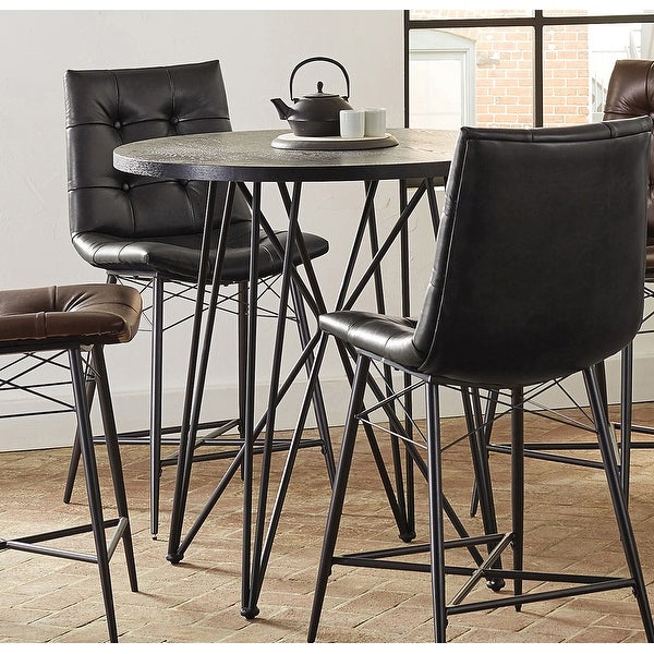 45-inch Round Wood Dining Table with Metal Legs in Black and Gunmetal