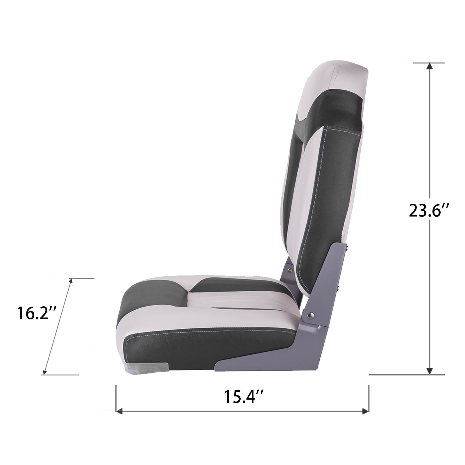 NORTHCAPTAIN S1 Deluxe High Back Folding Boat Seat，Stainless Steel Screws Included，White/Charcoal(2 Seats)