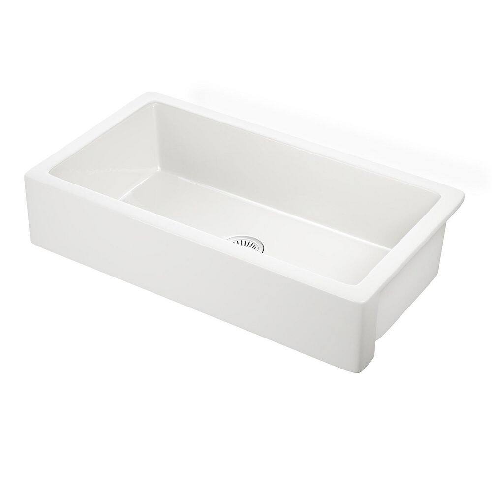 Interbath White Fireclay 30 in. Single Bowl Farmhouse Apron Kitchen Sink ITBDL7603019