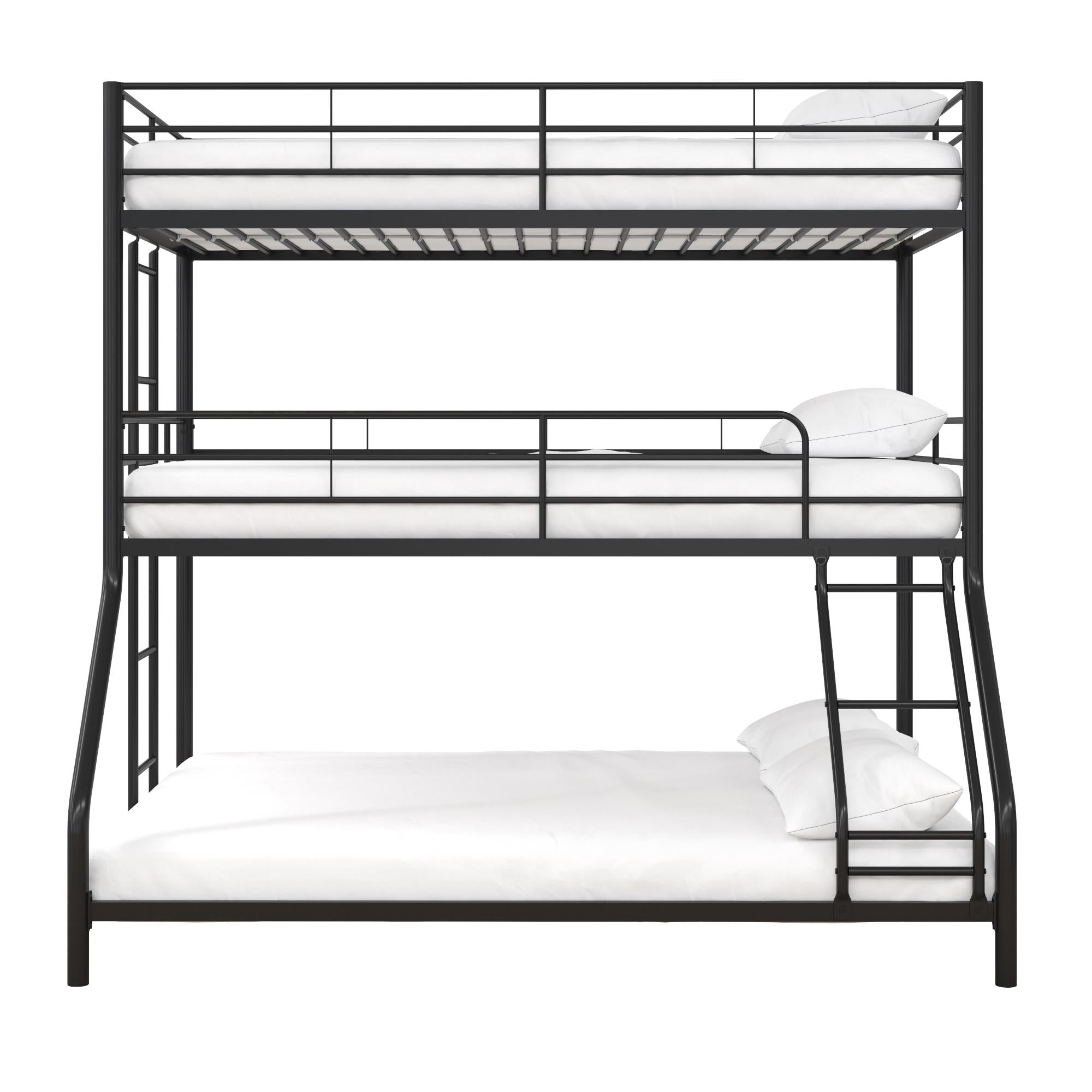 DHP Everleigh Triple Metal Bunk Bed, Twin/Twin/Full, Bed for Kids, Black