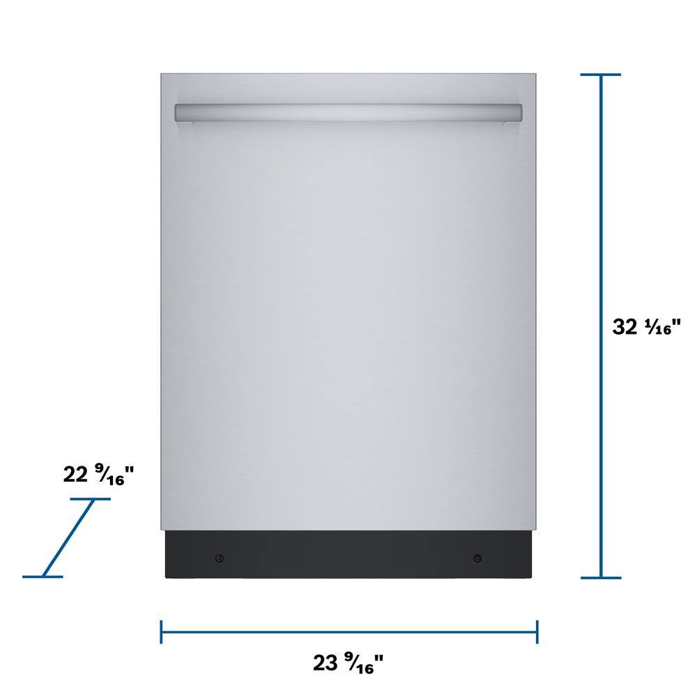 Bosch 800 Series 24 in. Top Control ADA Built-In Dishwasher in Stainless Steel with CrystalDry 3rd Rack 42dBA and 6-Cycles SGX78B55UC