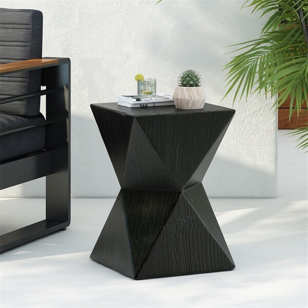 Prismatic Grain Indoor Outdoor Black Lightweight Concrete Side Table