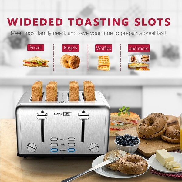 4-slice stainless steel toaster