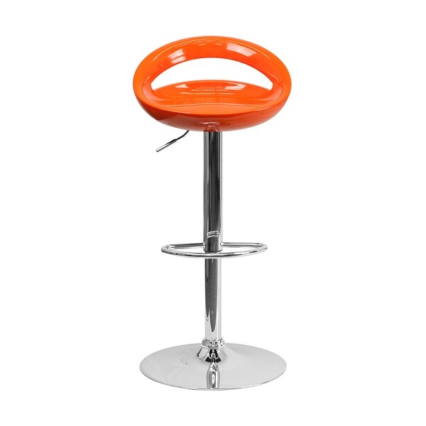 Contemporary Plastic Adjustable Height Bar Stool With Chrome Base