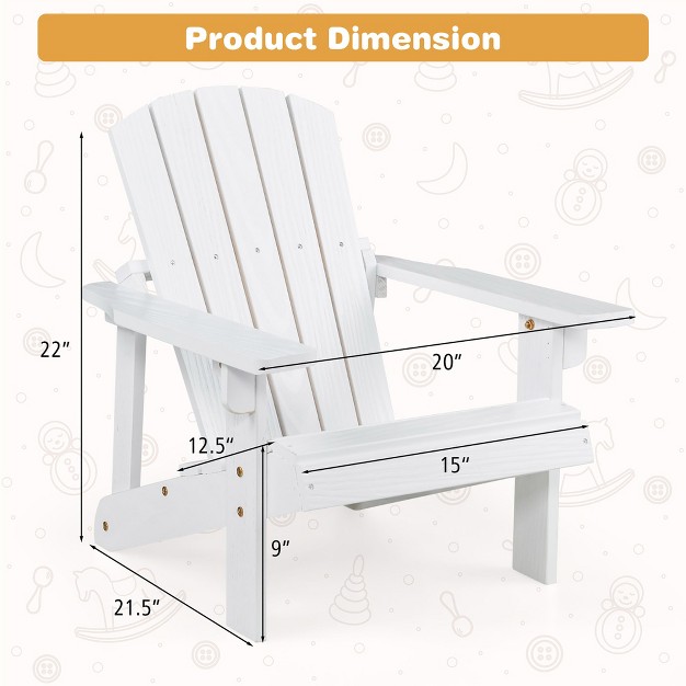 Costway Kid x27 s Adirondack Chair Patio Wood High Backrest Arm Rest 110 Lbs Capacity