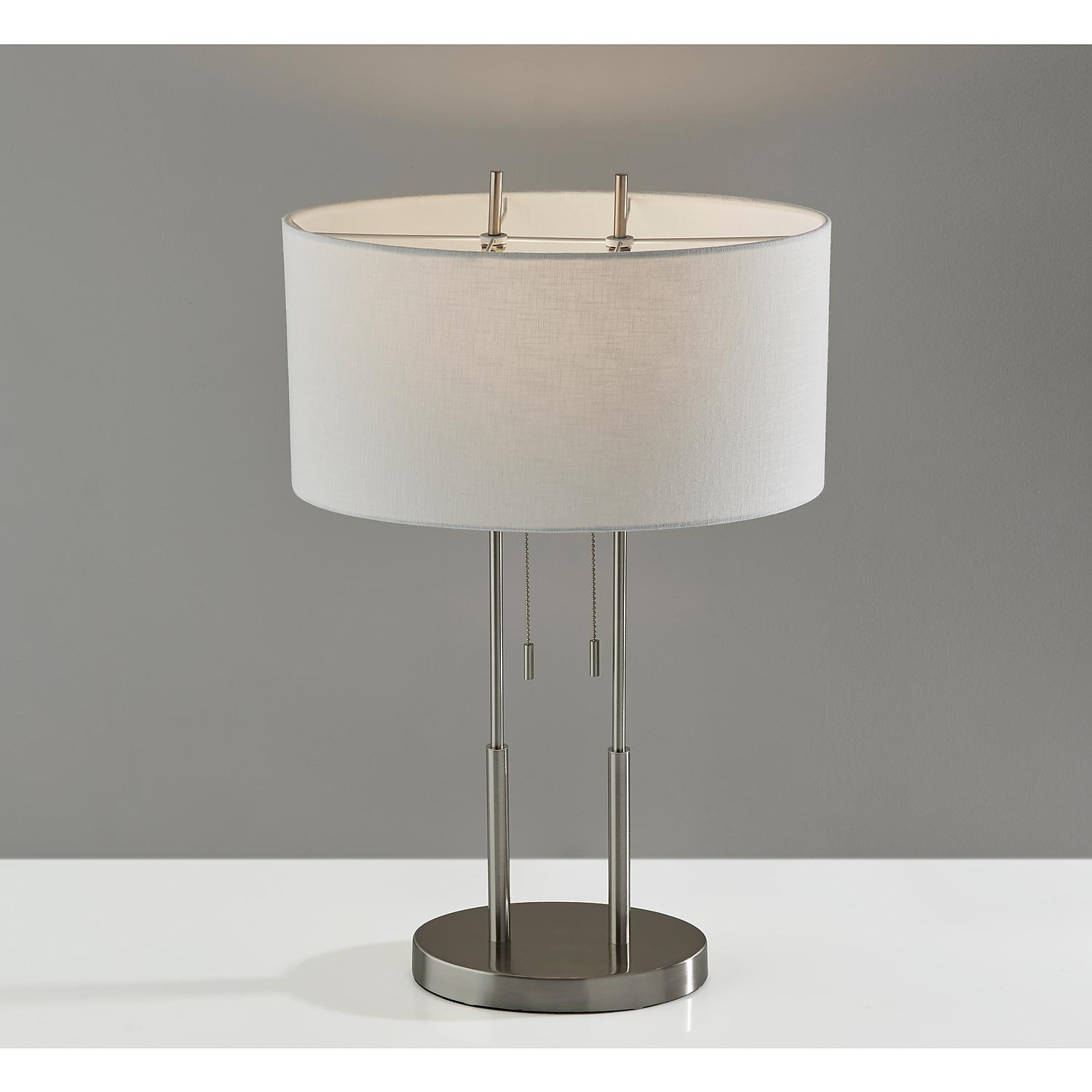 Adesso Duet Table Lamp， Brushed Steel