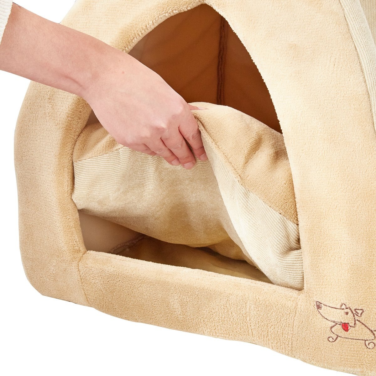 Best Pet Supplies Fleece Tent Covered Cat and Dog Bed， Tan