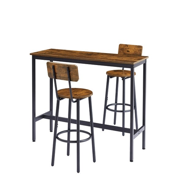 3pcs Industrial Style Bar Table Set with 2 Bar Stools