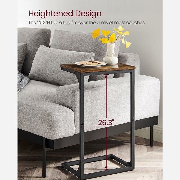 C-Shaped Side Table， End Table for Sofa， Couch Table with Metal Frame， Industrial， for Study