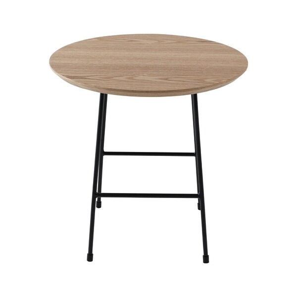 LeisureMod Rossmore Modern Round Side Table With Black Steel Frame - 19.7