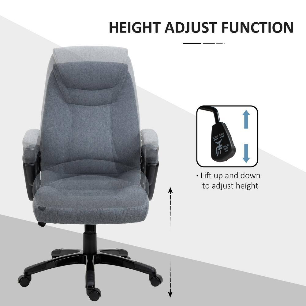 Vinsetto Modern Grey Fabric Computer Chair with Back Support Adjustable Height 921-240