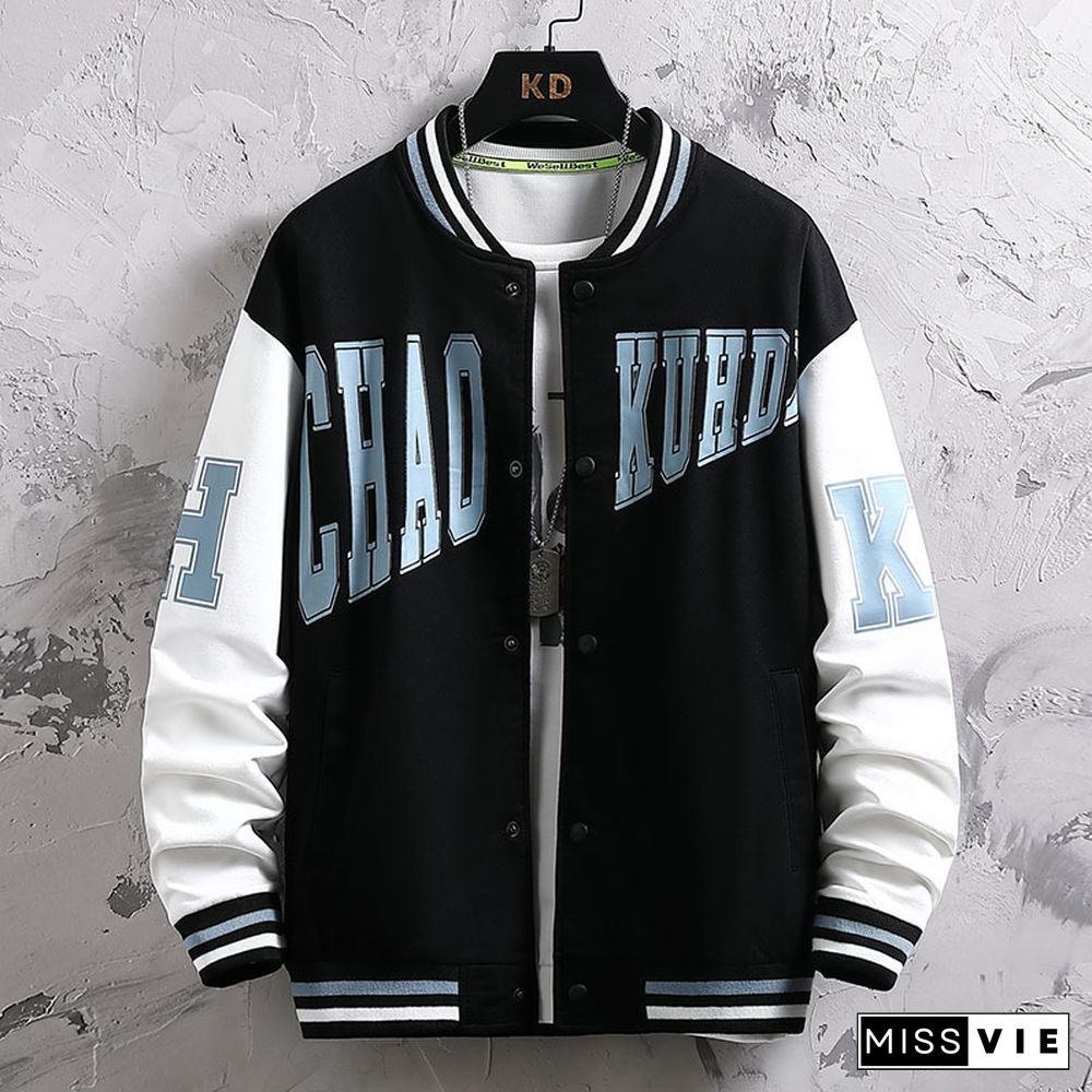 Fashion Printed Stand-Collar Baseball Jacket