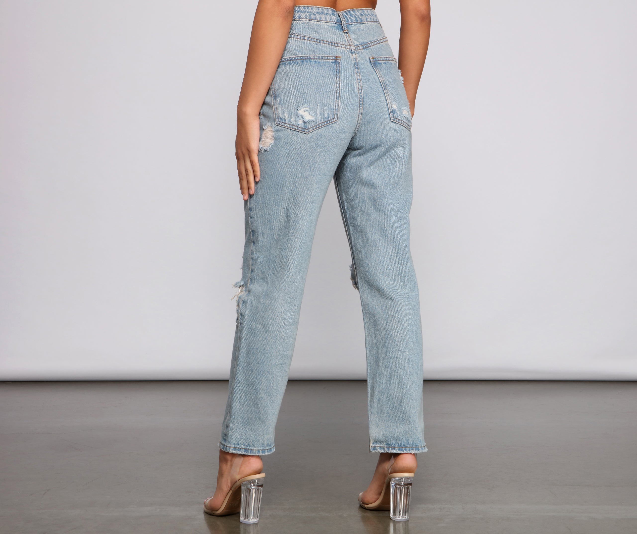 Classic Staple High Rise Destructed Boyfriend Jeans