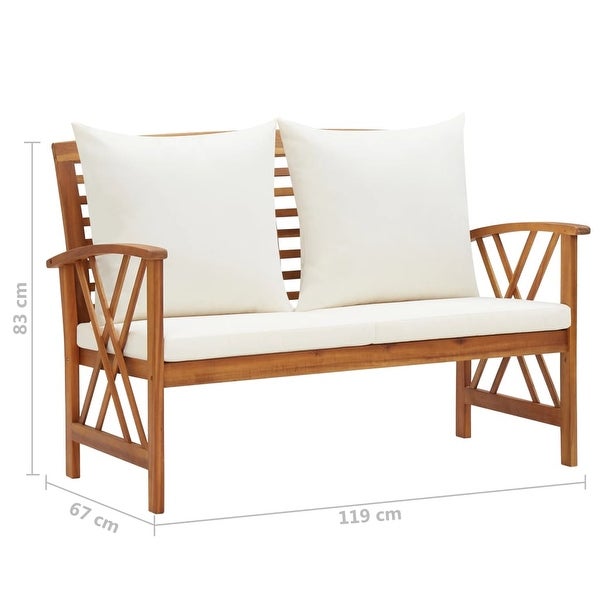 3 Piece Patio Lounge Set with Cushions Solid Acacia Wood - Overstock - 37573787