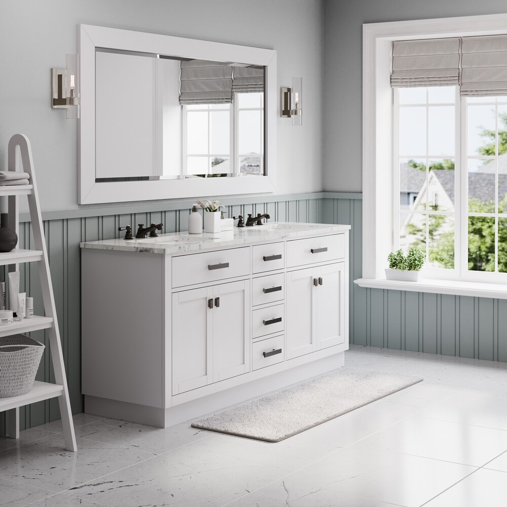 Hartford Marble Top Bath Vanity in White with Mirror