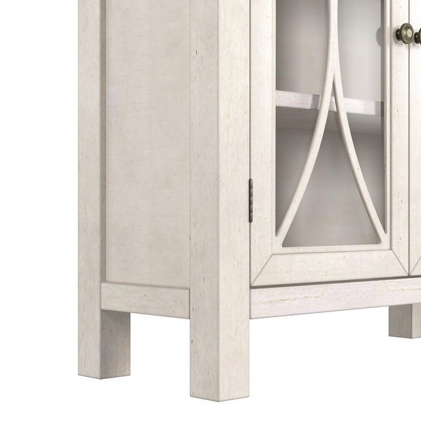 Hillsdale Bayside Wood 2 Door Console Cabinet， Antique White - 33H x 29W x 11.5D