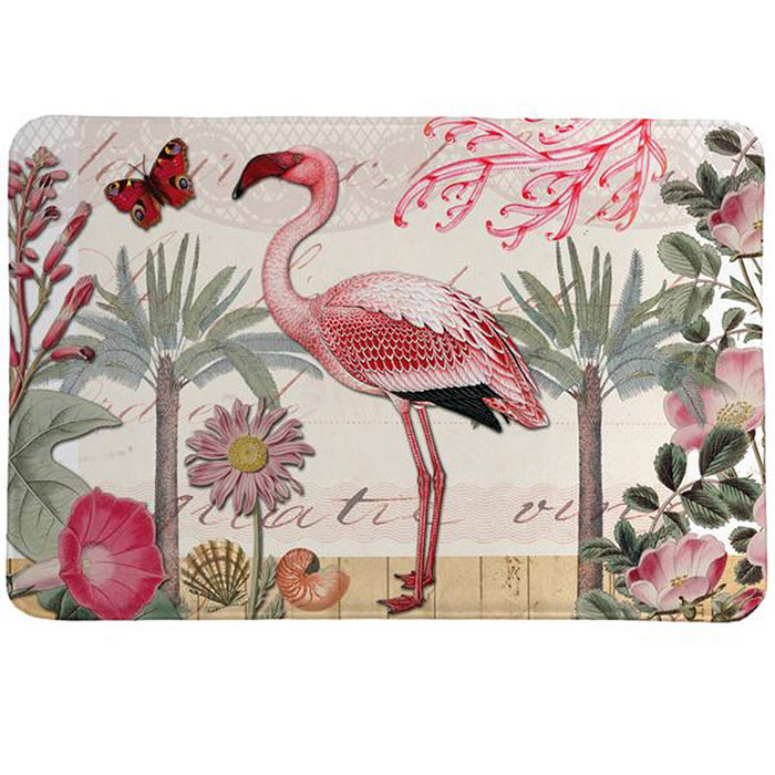 Laural Home Botanical Flamingo Memory Foam Rug