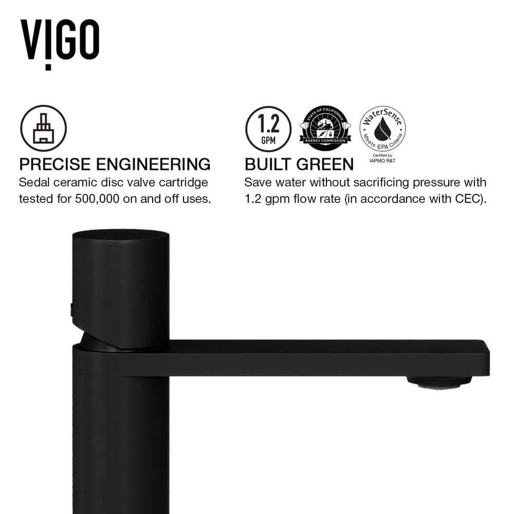 VIGO Halsey Single Handle SingleHole Bathroom Faucet in Matte Black