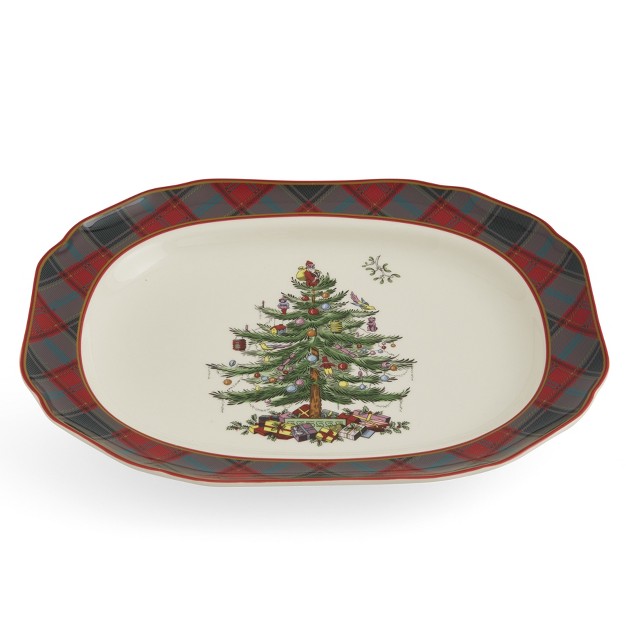 Spode Christmas Tree Tartan 14 Inch Rectangular Platter 14 Inch