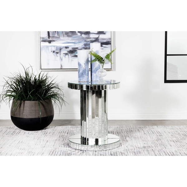 Coaster Furniture Dorielle Crystal Inlay Round Top Accent Table Mirror