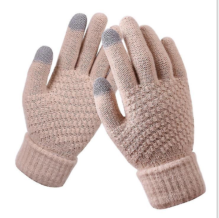 Women's Cashmere Knitted Gloves Winter Warm Thick Touch Screen Gloves Solid Mittens For Mobile Phone Tablet Pad (3pairs)