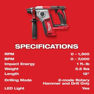 MW M18 18V Lithium-Ion Cordless 58 in. SDS-Plus Rotary Hammer (Tool-Only) 2612-20