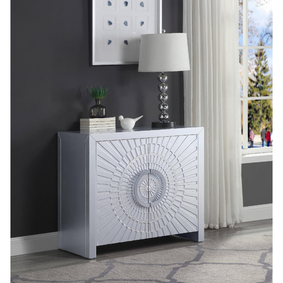 Modern Console Table  2 Cabinet Doors With Abstract Motif Pattern  Crisp White   Contemporary   Console Tables   by Decor Love  Houzz