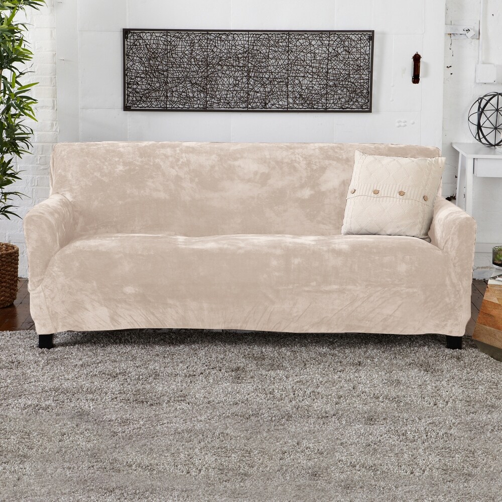 Premium Stretch Velvet Plush Sofa Slipcover.