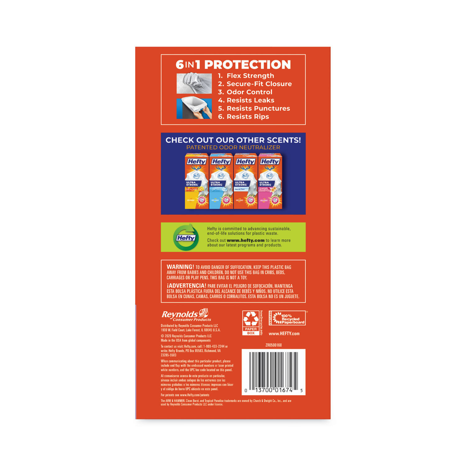 Ultra Strong Scented Tall White Kitchen Bags by Heftyandreg; PCTE88366CT