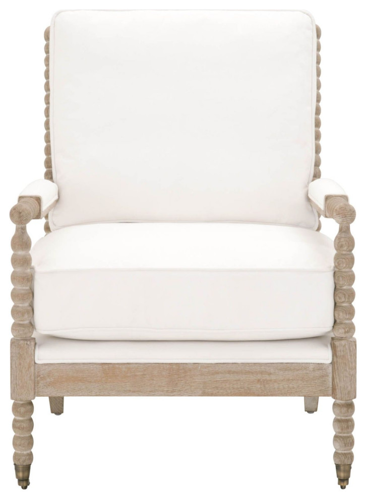 Essentials For Living Stitch  ampHand Rouleau Club Chair  Pearl   Farmhouse   Armchairs And Accent Chairs   by Unlimited Furniture Group  Houzz