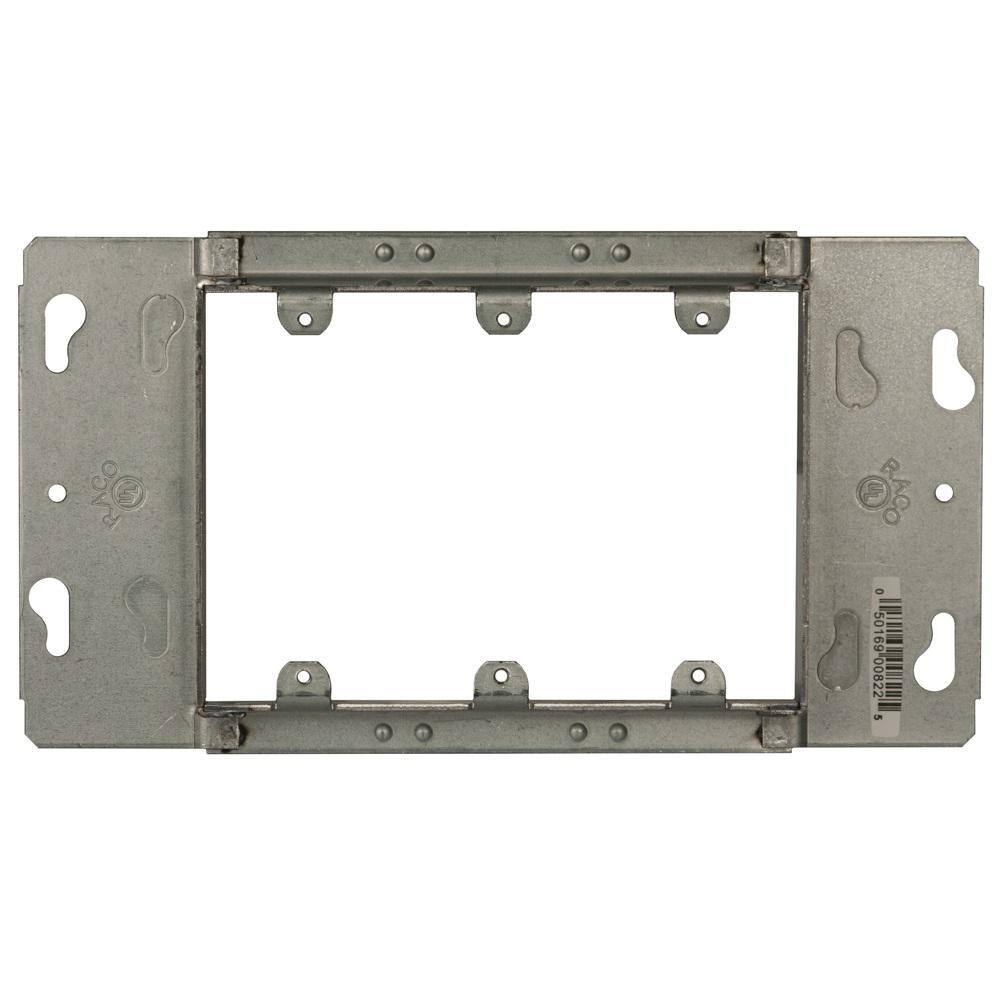 RACO Galv. Steel Metallic 3-Gang 34 in. Raised Box Device Cover that Fits 952 or 942 Box 1-Pack 822