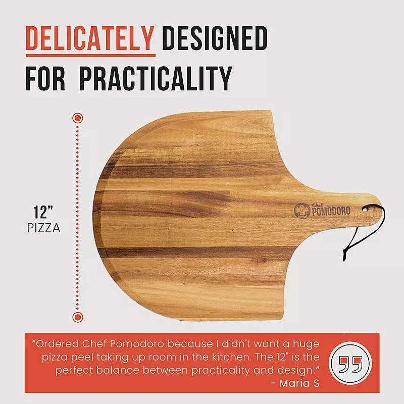 Chef Pomodoro Acacia Wood Pizza Peel， Charcuterie Board Pizza Spatula Paddle