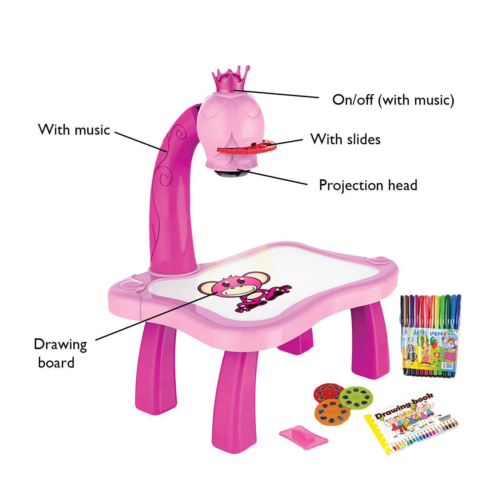 TOYFUNNY Brain-training Toys Child Smart Projector Desk With Light & Music Learning Painting Machine Toy 5ML