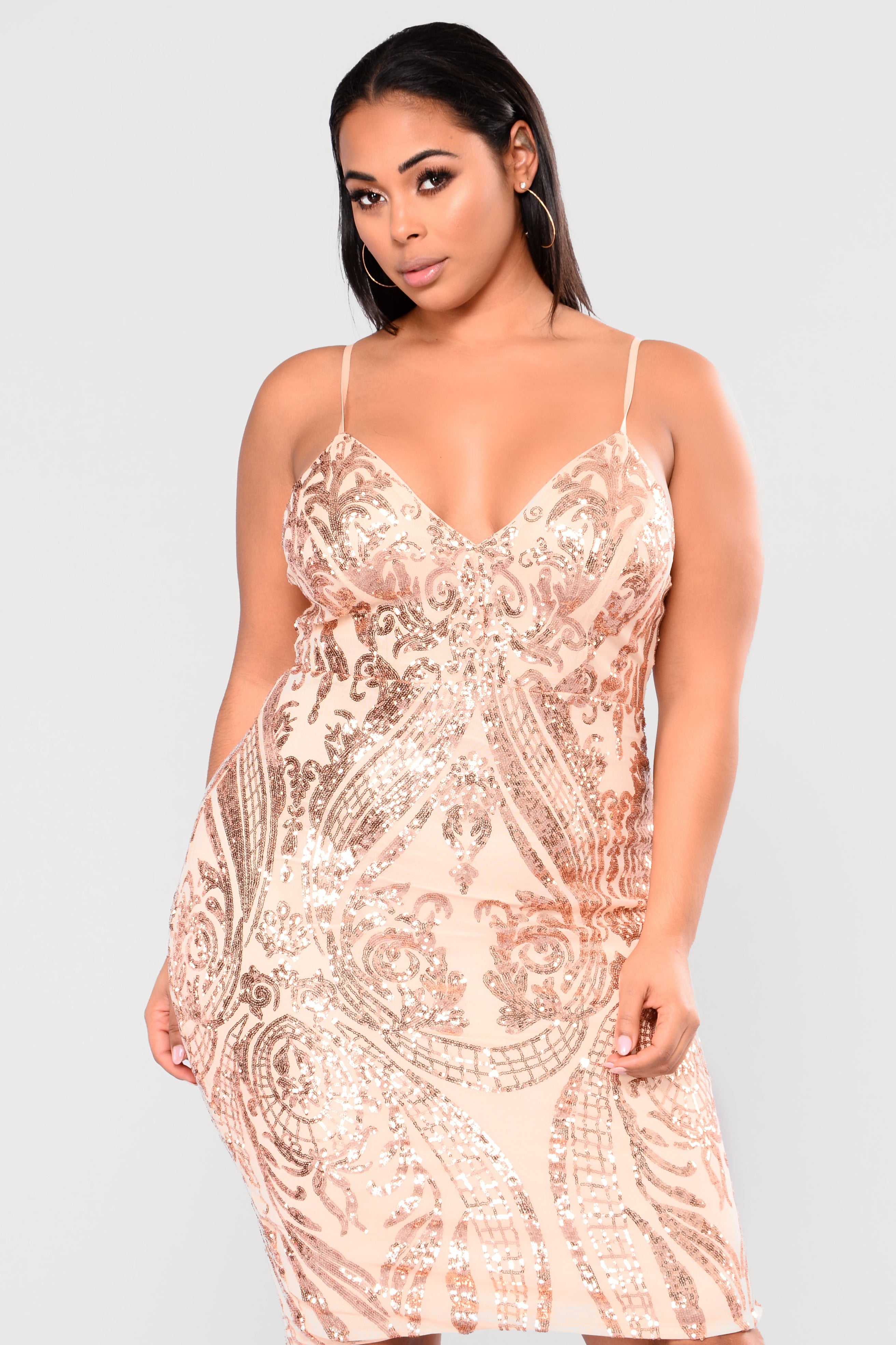 Ashe Sequin Dress - Rose Gold