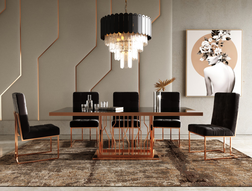 Modrest Legend Modern Black and Rosegold Dining Chair  Set of 2   Contemporary   Dining Chairs   by Vig Furniture Inc.  Houzz