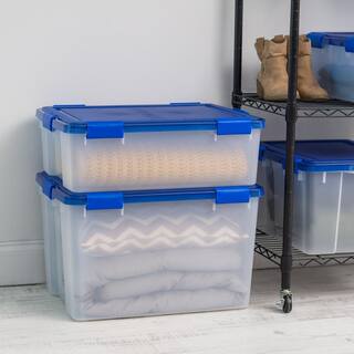 IRIS 41 Qt. WeatherPro Clear Plastic Storage Box Lid Blue 500202