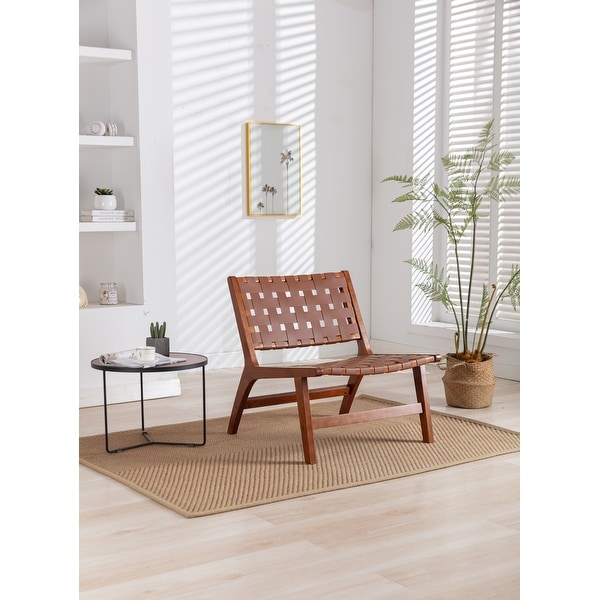 Solid Wood Frame Chair With White Wool Carpet