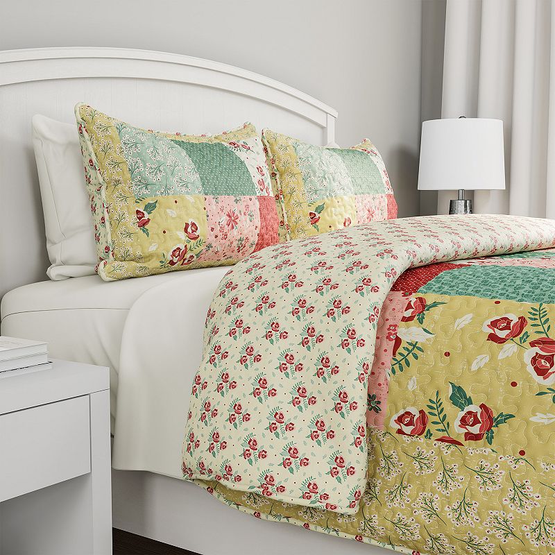 Portsmouth Home Sweet Dreams Pastel Floral Patchwork Quilt Set