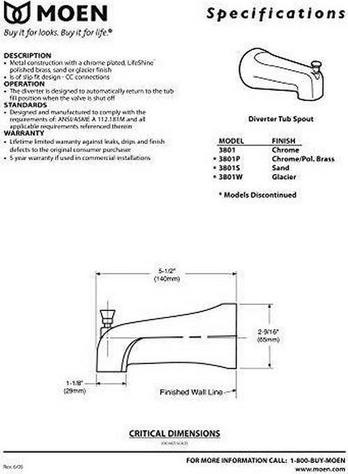 Moen Chrome Diverter Spouts Faucet