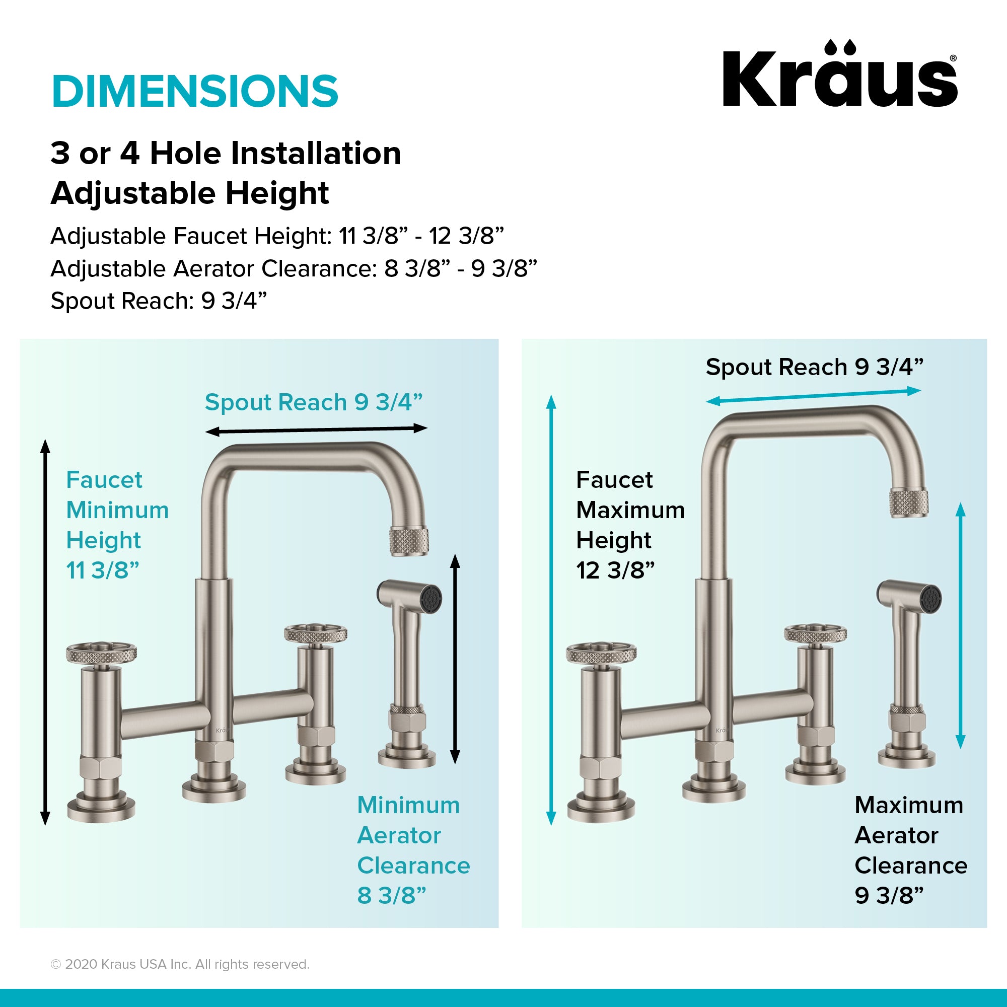 Kraus Urbix™ Industrial Bridge Kitchen Faucet with Side Sprayer in Spot Free Stainless Steel