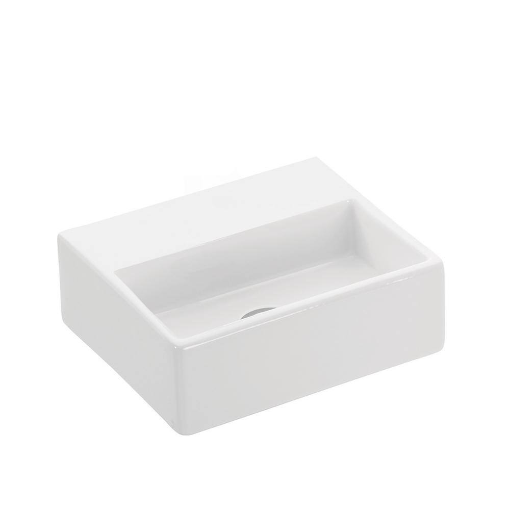 WS Bath Collections Quattro 30 Wall Mount  Vessel Bathroom Sink in Ceramic White without Faucet Hole Quattro 30.00