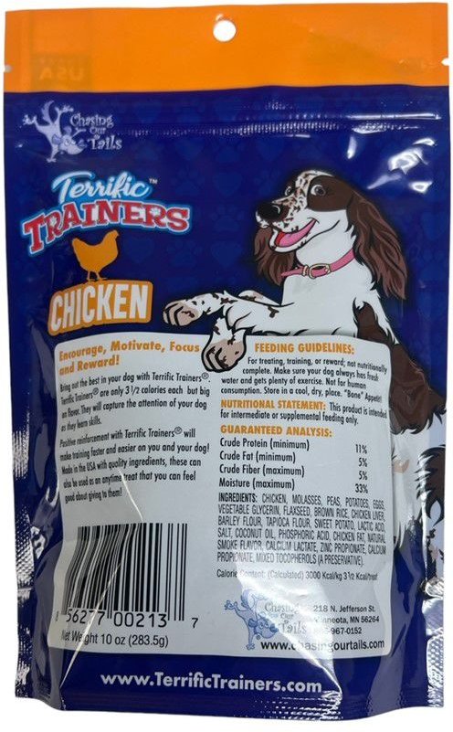 Chasing Our Tails Terrific Trainers Chicken Soft and Chewy Dog Treats， 10-oz bag