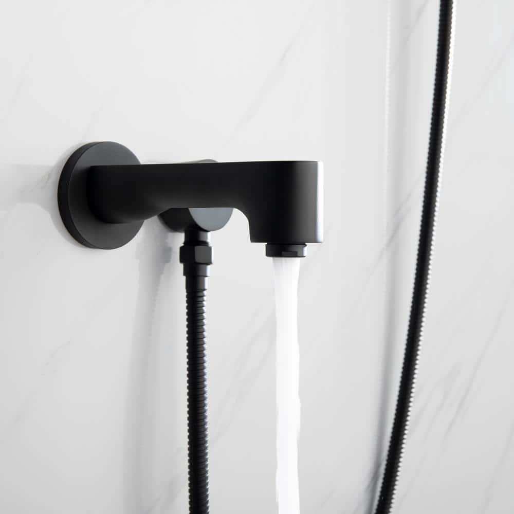 Lexora Luviah 1Spray Tub and Shower Faucet Combo with Round Showerhead and Handheld Shower Wand in Matte Black