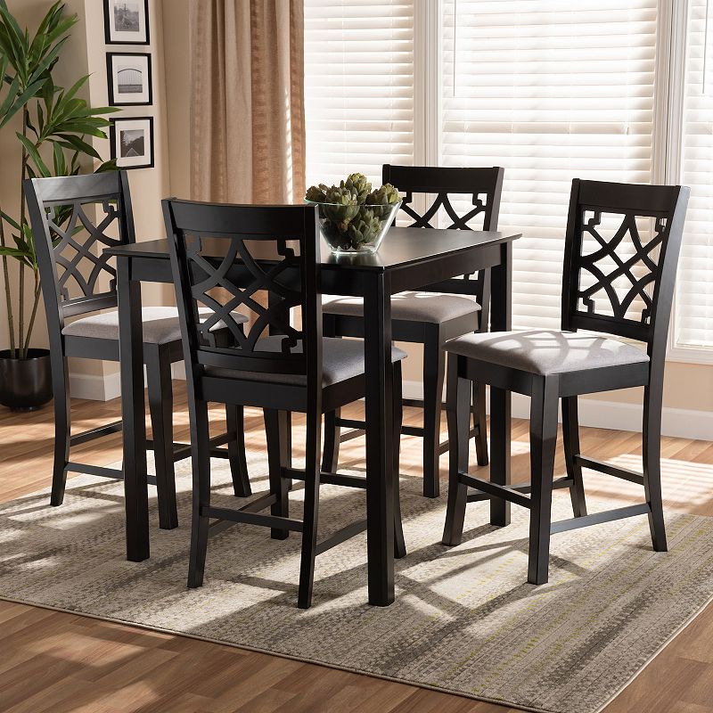 Baxton Studio Nisa Pub Table and Stool 5-piece Set