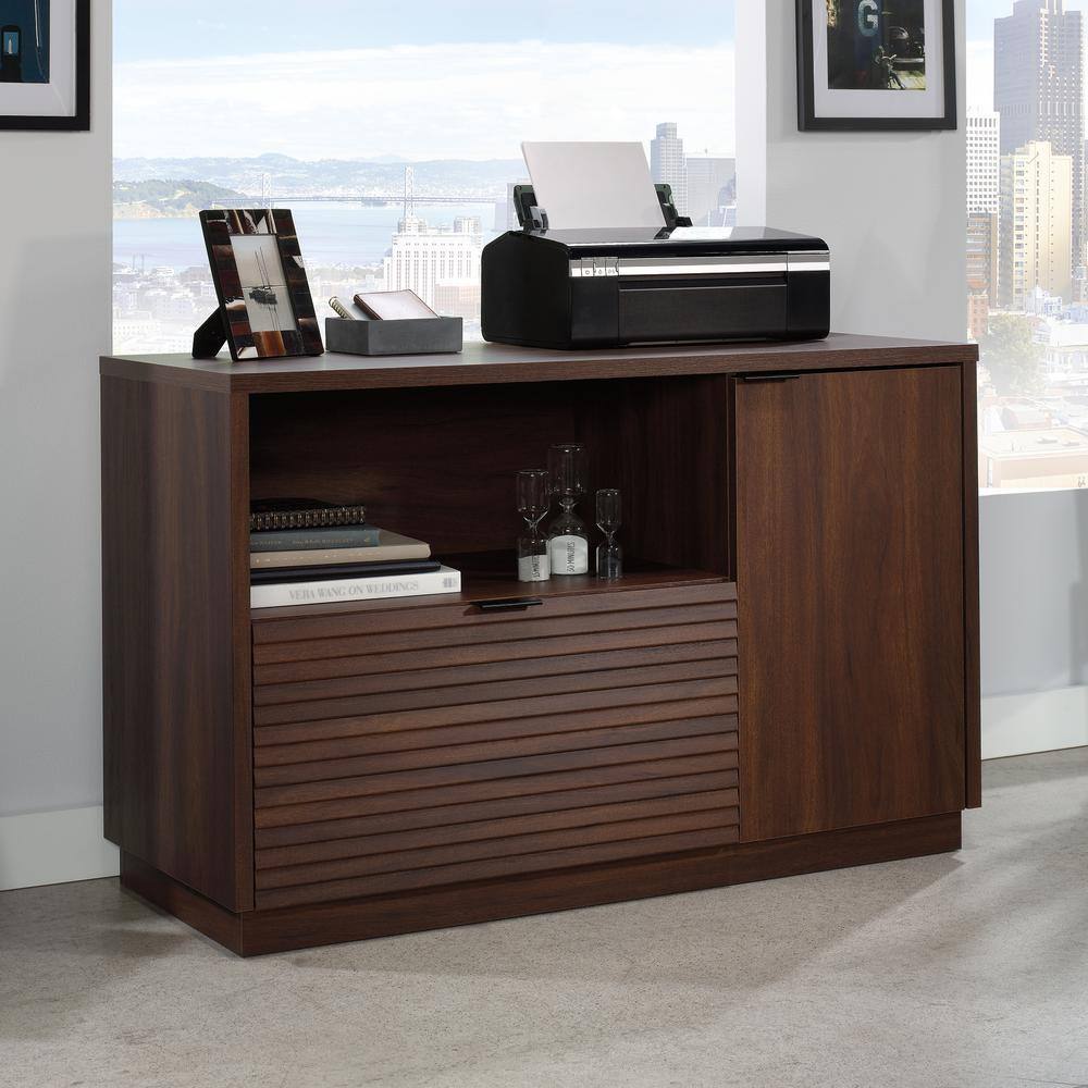 WORKSENSE Palo Alto 46.378 in. Spiced Mahogany Computer Desk Credenza with File Storage 427825