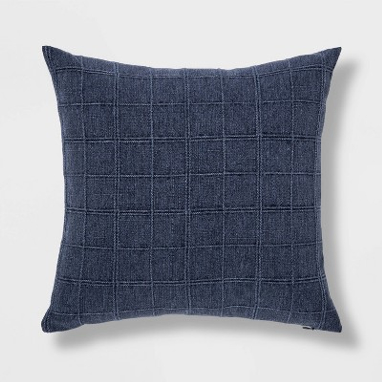 Woven Washed Windowpane Square Throw Pillow Blue - Threshold™